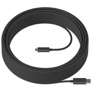 Logitech STRONG - Cable USB, USB Tipo-A Macho a USB Tipo-C Macho, USB 3.2, 10m, Gris Oscuro